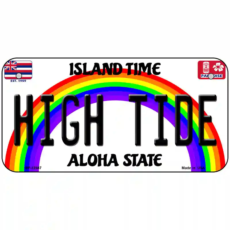 High Tide Hawaii Novelty Metal License Plate 6" x 3" (BP)