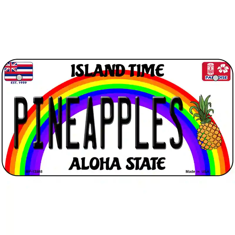 Pineapples Hawaii Novelty Metal License Plate 6" x 3" (BP)