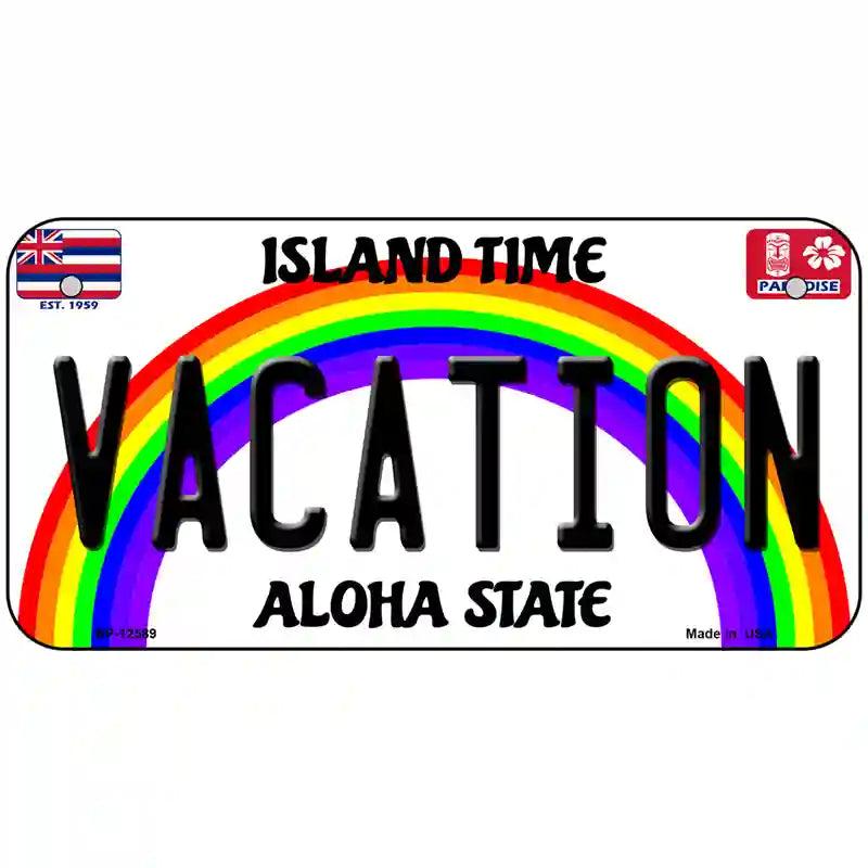 Vacation Hawaii Novelty Metal License Plate 6" x 3" (BP)