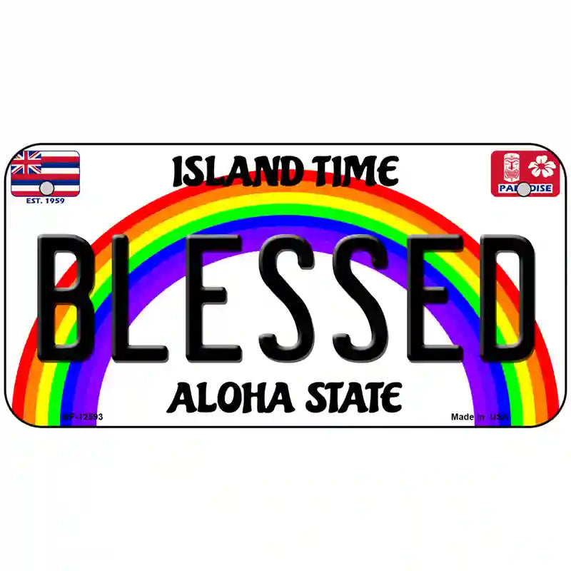 Blessed Hawaii Novelty Metal License Plate 6" x 3" (BP)