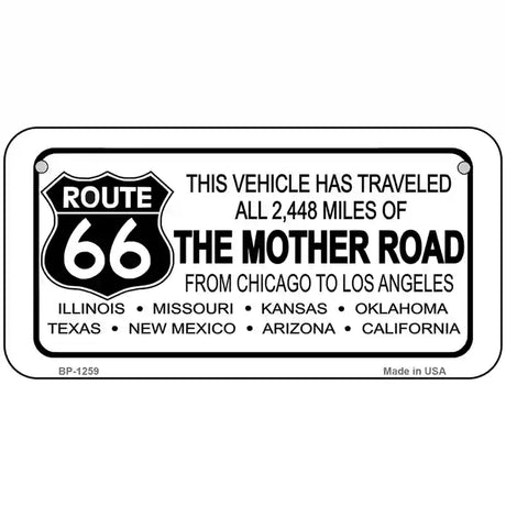 Route 66 Mother Road Novelty Metal License Plate 6" x 3" (BP)