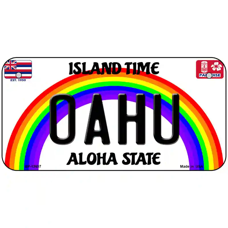 Oahu Hawaii Novelty Metal License Plate 6" x 3" (BP)