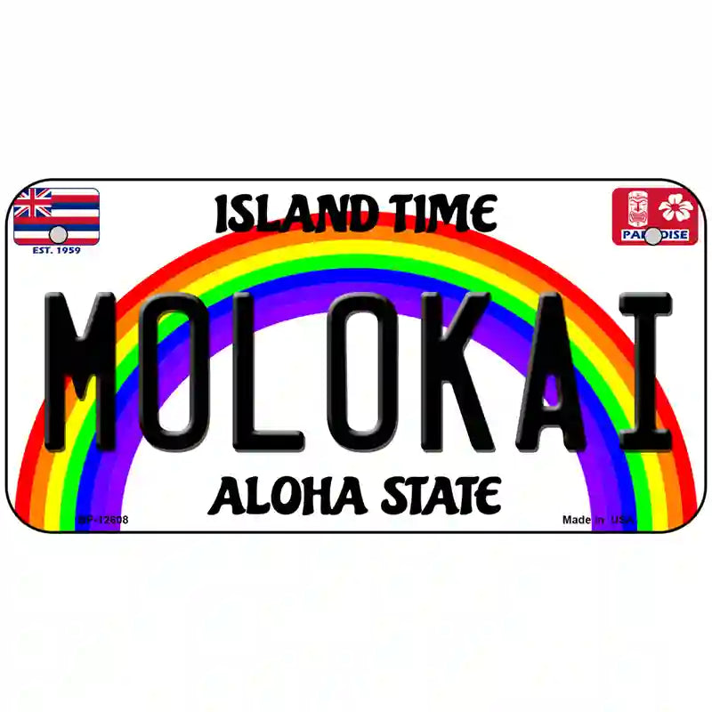 Molokai Hawaii Novelty Metal License Plate 6" x 3" (BP)