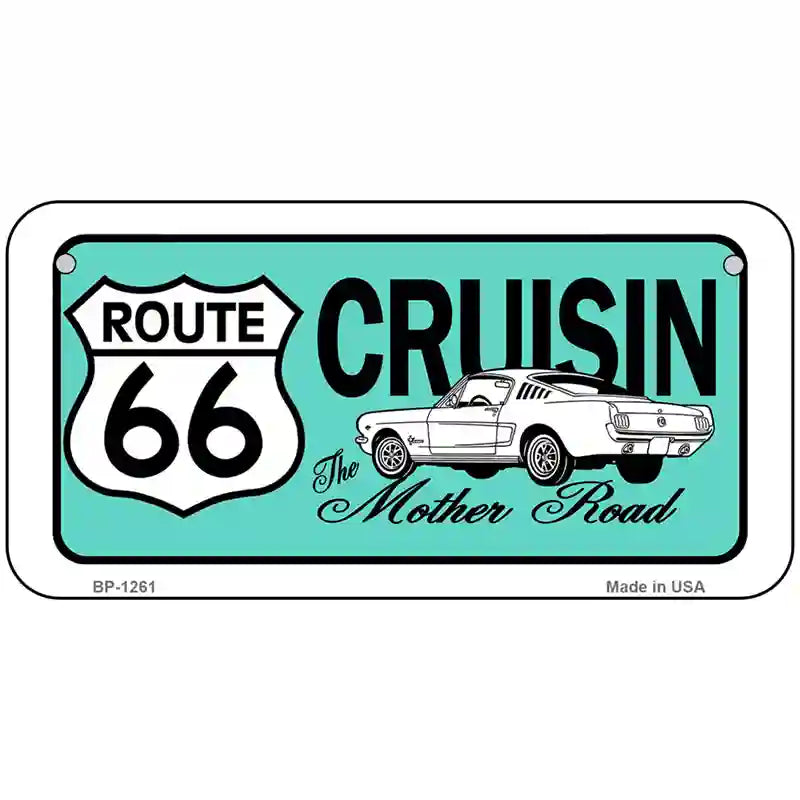 Route 66 Retro Cruisin Novelty Metal License Plate 6" x 3" (BP)