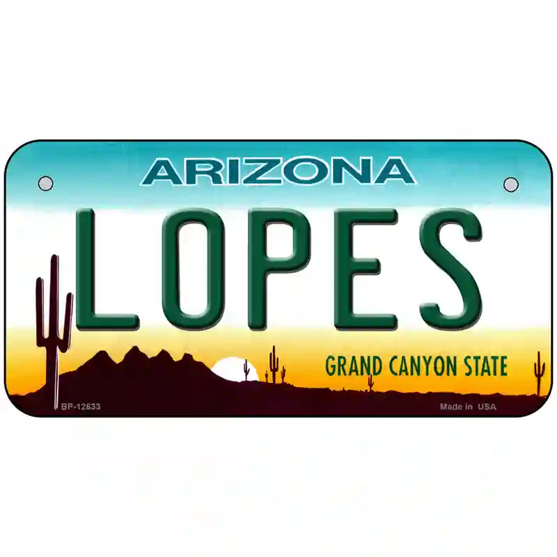 Lopes Novelty Metal License Plate 6" x 3" (BP)