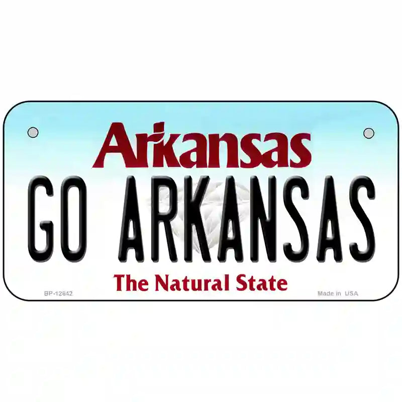 Go Arkansas Novelty Metal License Plate 6" x 3" (BP)