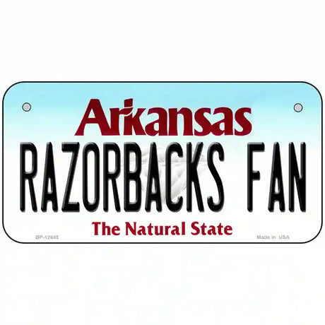 Razorbacks Fan Novelty Metal License Plate 6" x 3" (BP)