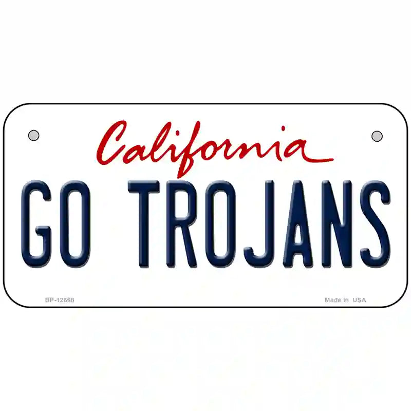 Go Trojans Novelty Metal License Plate 6" x 3" (BP)