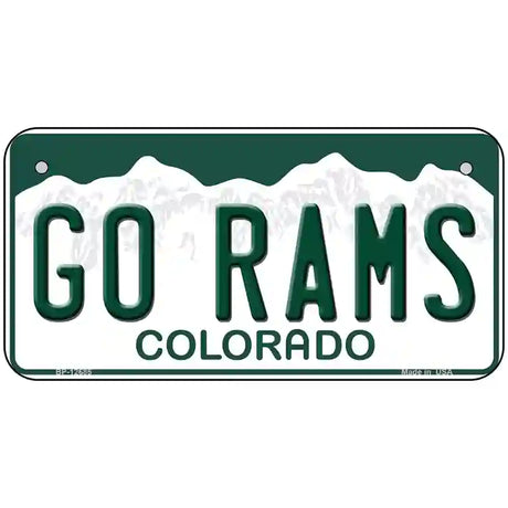 Go Rams Novelty Metal License Plate 6" x 3" (BP)