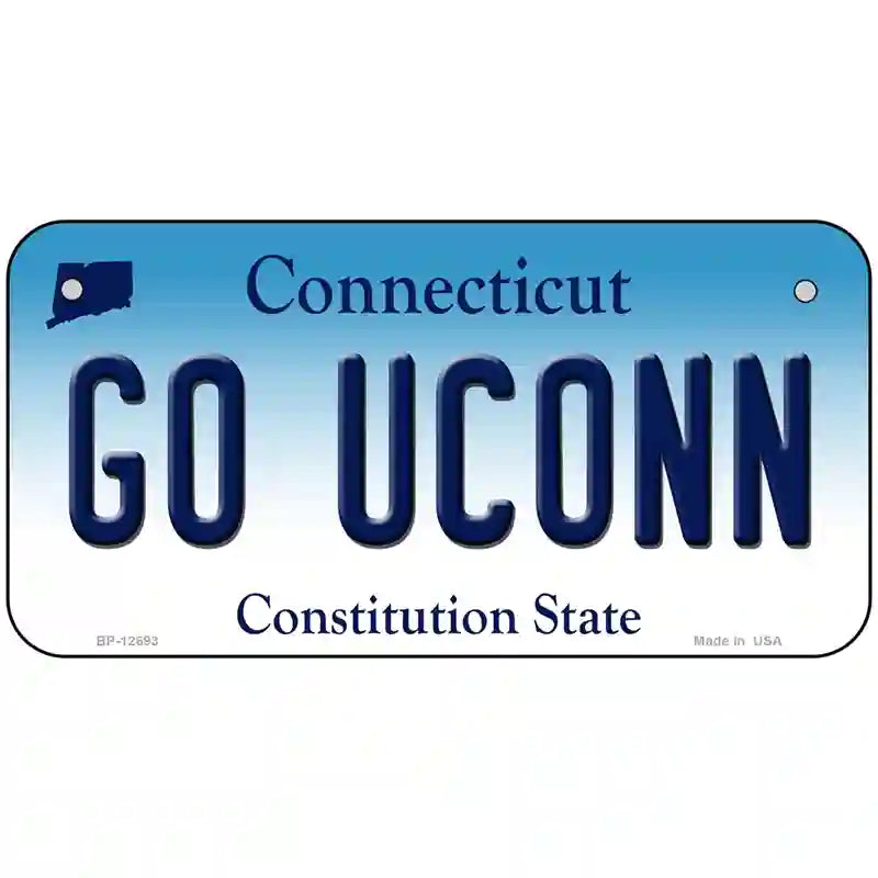 Go UConn Novelty Metal License Plate 6" x 3" (BP)