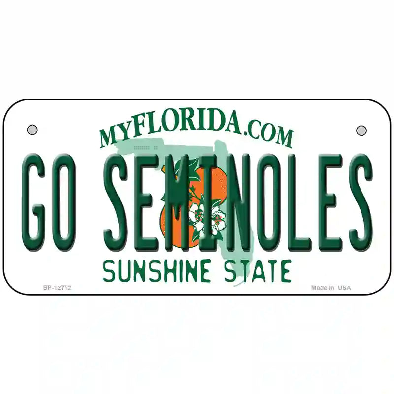 Go Seminoles Novelty Metal License Plate 6" x 3" (BP)