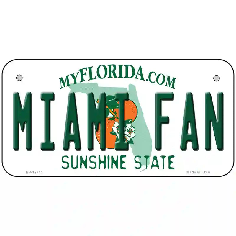 Miami Fan Novelty Metal License Plate 6" x 3" (BP)