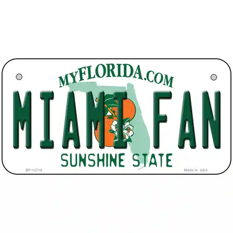 Miami Fan Novelty Metal License Plate 6" x 3" (BP)