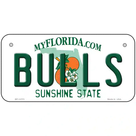 Bulls Novelty Metal License Plate 6" x 3" (BP)