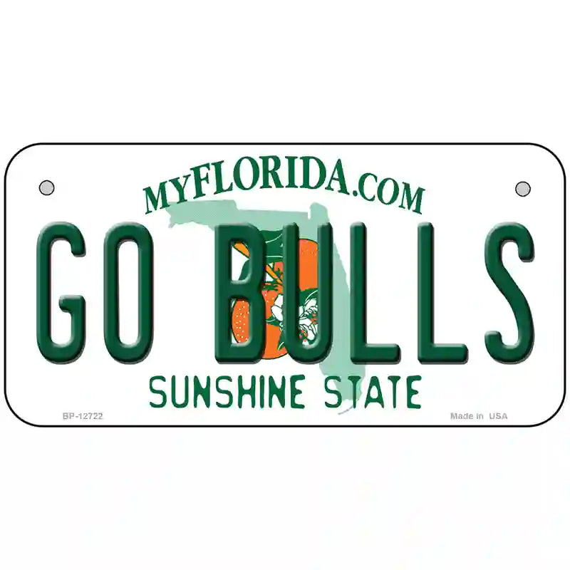 Go Bulls Novelty Metal License Plate 6" x 3" (BP)