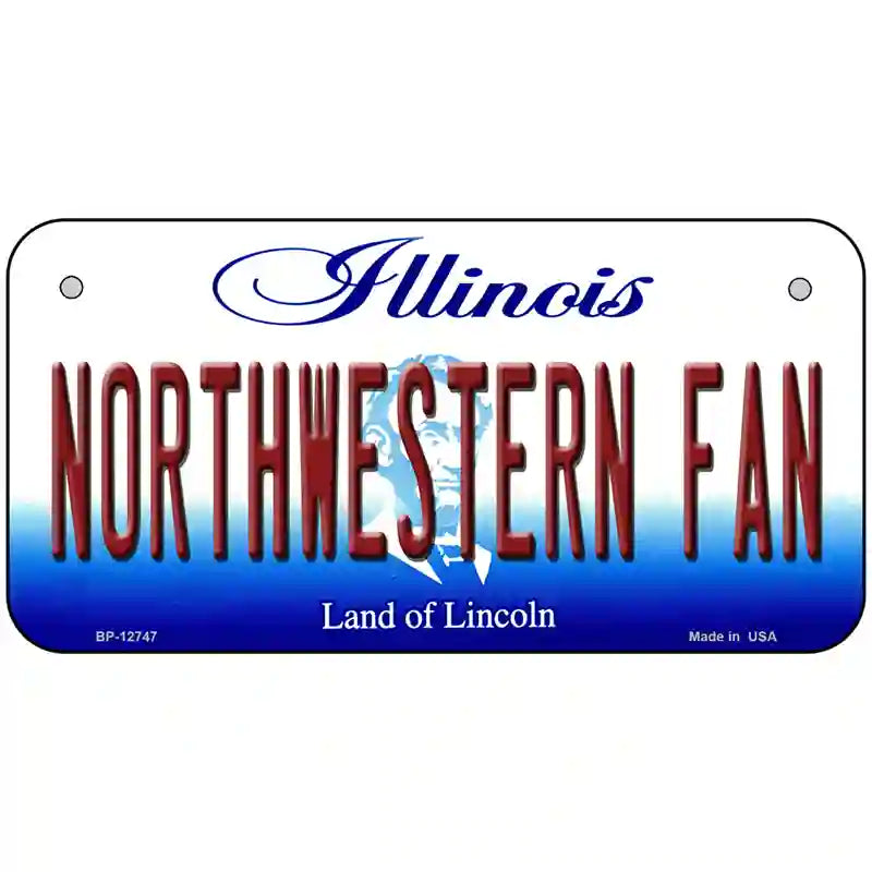 Northwestern Fan Novelty Metal License Plate 6" x 3" (BP)