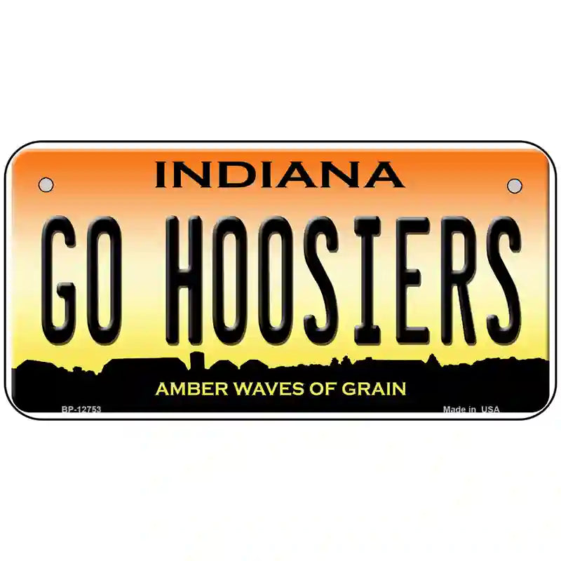 Go Hoosiers Novelty Metal License Plate Tag 6" x 3" (BP)