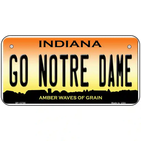 Go Notre Dame Novelty Metal License Plate Tag 6" x 3" (BP)