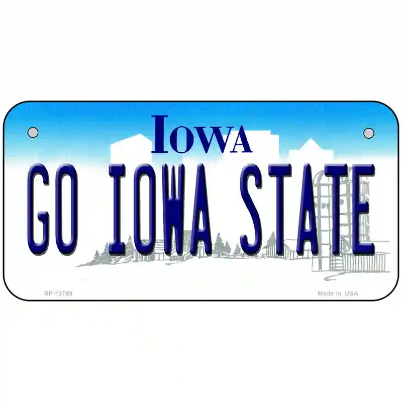 Go Iowa State Novelty Metal License Plate Tag 6" x 3" (BP)