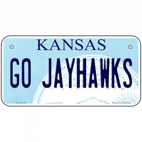 Go Jayhawks Novelty Metal License Plate Tag 6" x 3" (BP)