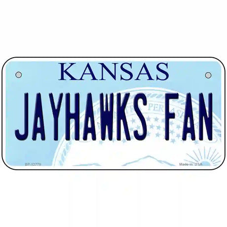 Jayhawks Fan Novelty Metal License Plate Tag 6" x 3" (BP)