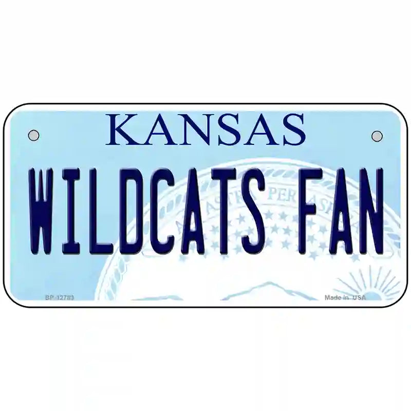 Kansas Wildcats Fan Novelty Metal License Plate Tag 6" x 3" (BP)