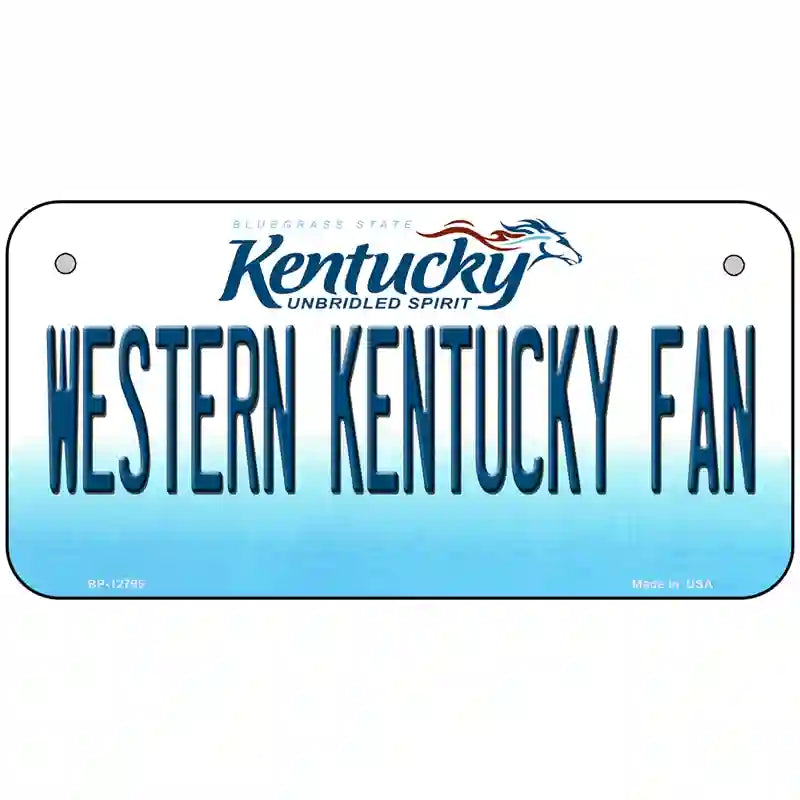 Western Kentucky Fan Novelty Metal License Plate Tag 6" x 3" (BP)