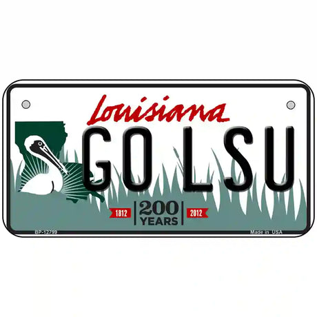 Go LSU Novelty Metal License Plate Tag 6" x 3" (BP)