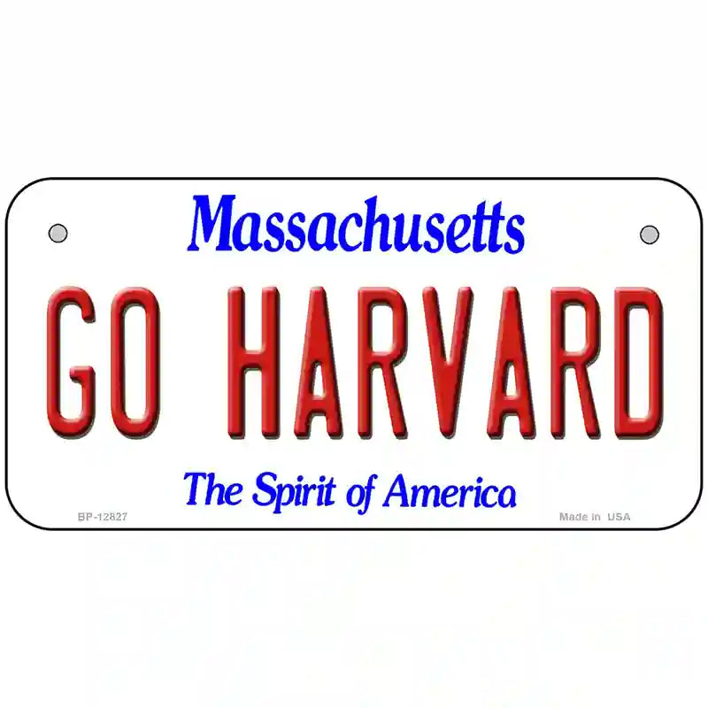 Go Harvard Novelty Metal License Plate 6" x 3" (BP)