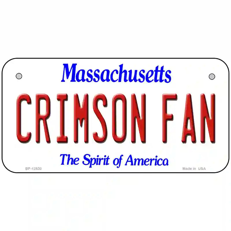 Crimson Fan Novelty Metal License Plate 6" x 3" (BP)