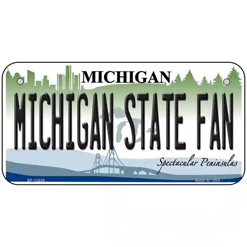 Michigan State Fan Novelty Metal License Plate 6" x 3" (BP)