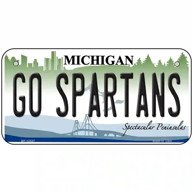 Go Spartans Novelty Metal License Plate 6" x 3" (BP)