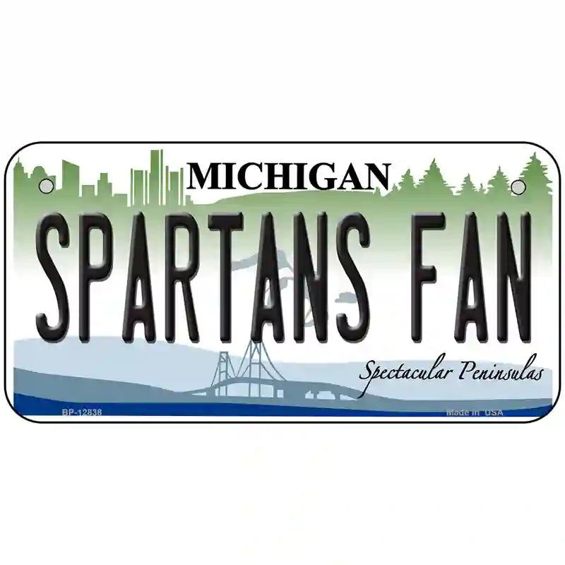 Spartans Fan Novelty Metal License Plate 6" x 3" (BP)