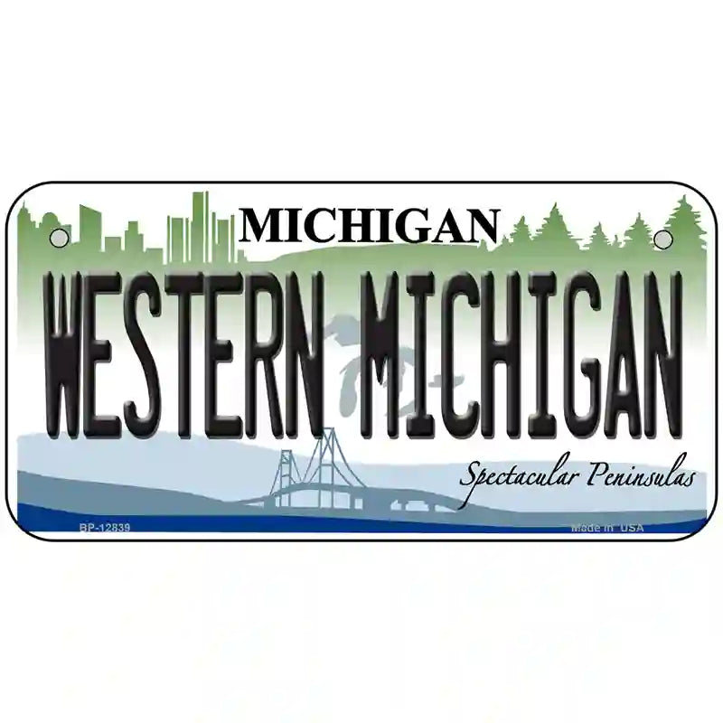 Western Michigan Novelty Metal License Plate 6" x 3" (BP)