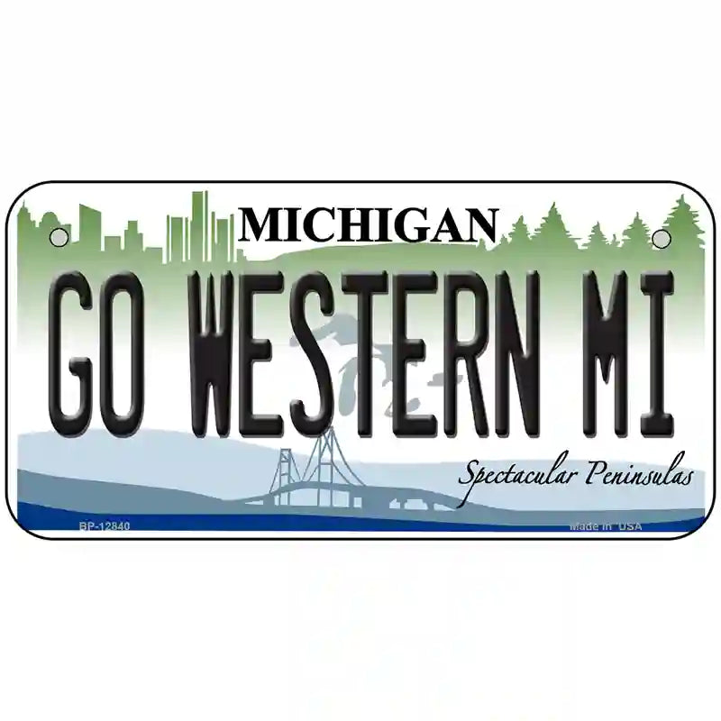 Go Western Michigan Novelty Metal License Plate 6" x 3" (BP)