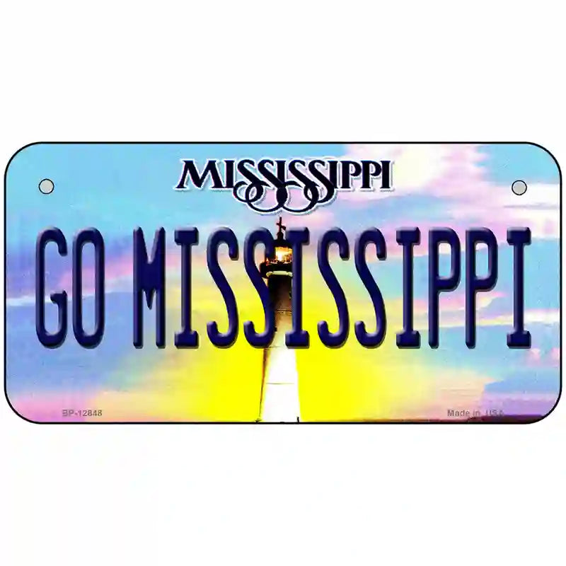 Go Mississippi Novelty Metal License Plate 6" x 3" (BP)