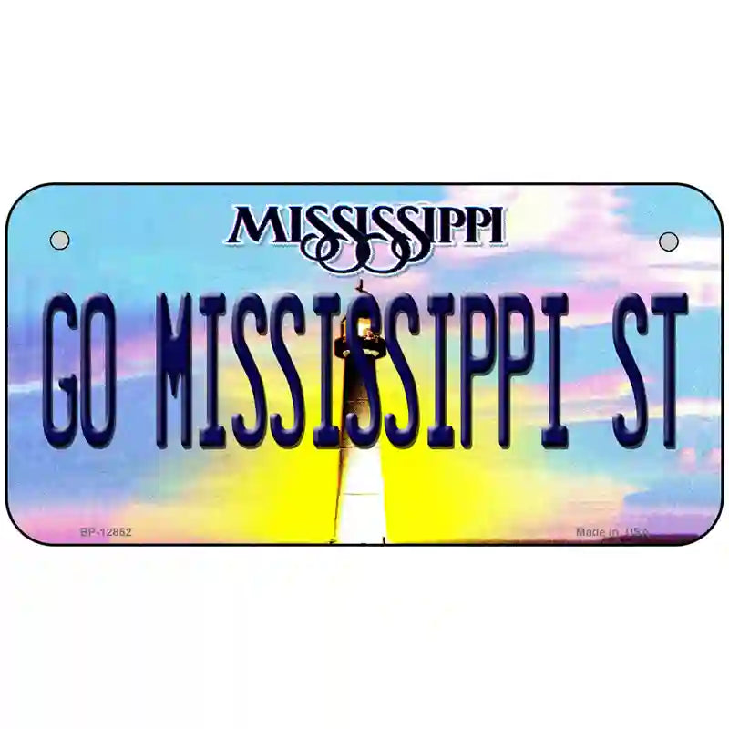 Go Mississippi State Novelty Metal License Plate 6" x 3" (BP)