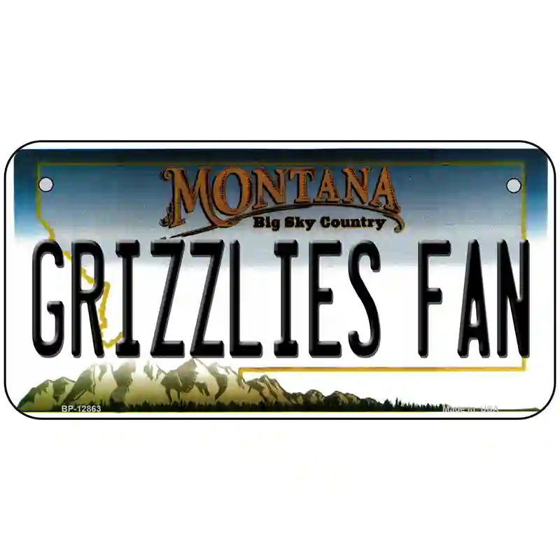 Grizzlies Fan Novelty Metal License Plate 6" x 3" (BP)