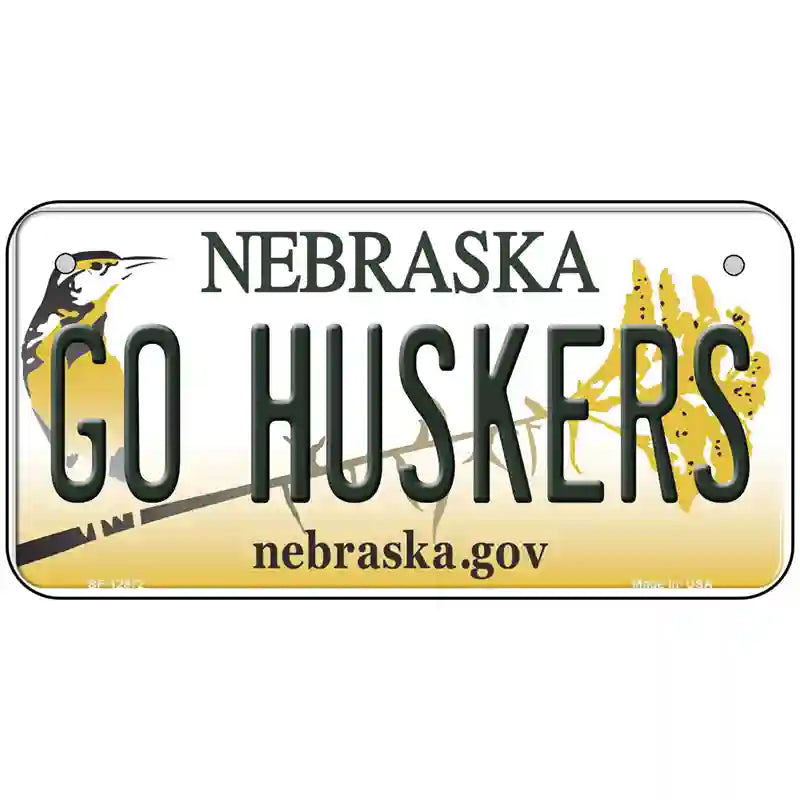 Go Huskers Novelty Metal License Plate 6" x 3" (BP)