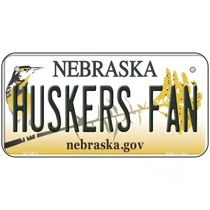 Huskers Fan Novelty Metal License Plate 6" x 3" (BP)