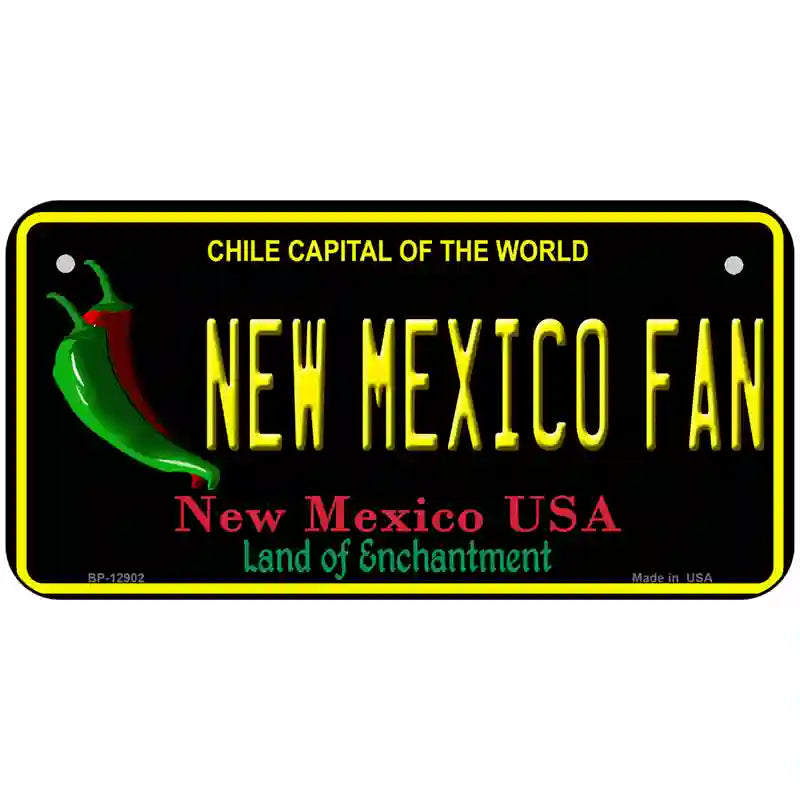 New Mexico Fan Novelty Metal License Plate 6" x 3" (BP)