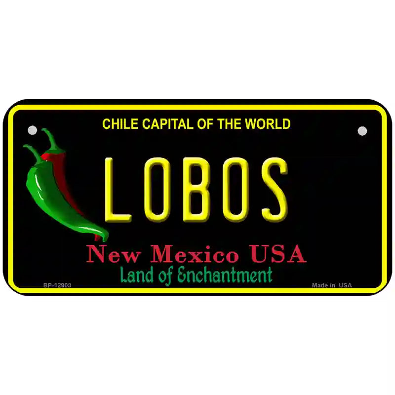 Lobos Novelty Metal License Plate 6" x 3" (BP)