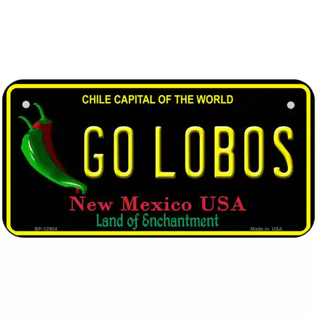 Go Lobos Novelty Metal License Plate 6" x 3" (BP)