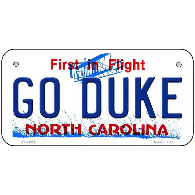 Go Duke Novelty Metal License Plate 6" x 3" (BP)