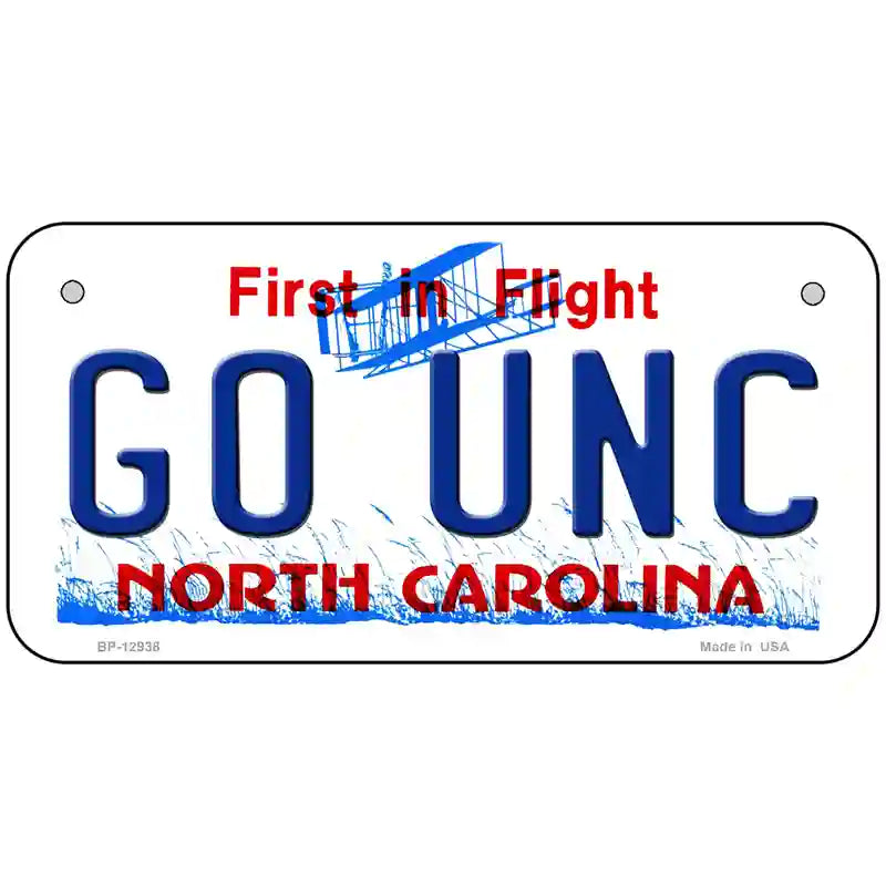 Go Univ North Carolina Novelty Metal License Plate 6" x 3" (BP)