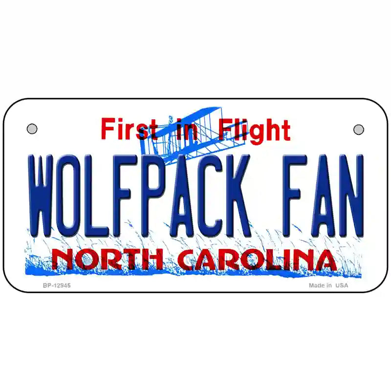 Wolfpack Fan Novelty Metal License Plate 6" x 3" (BP)