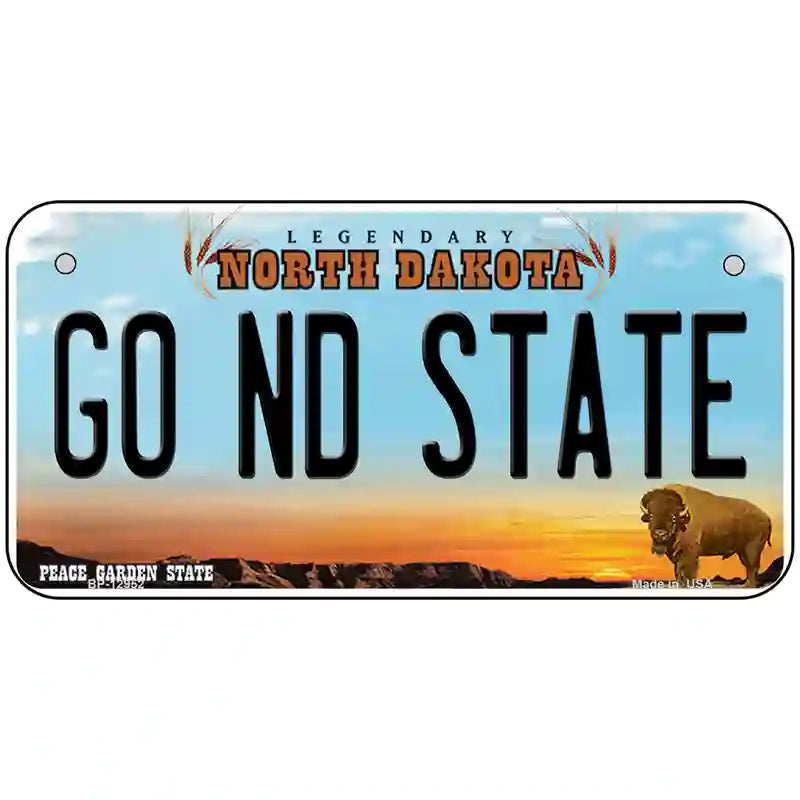 Go North Dakota State Novelty Metal License Plate 6" x 3" (BP)