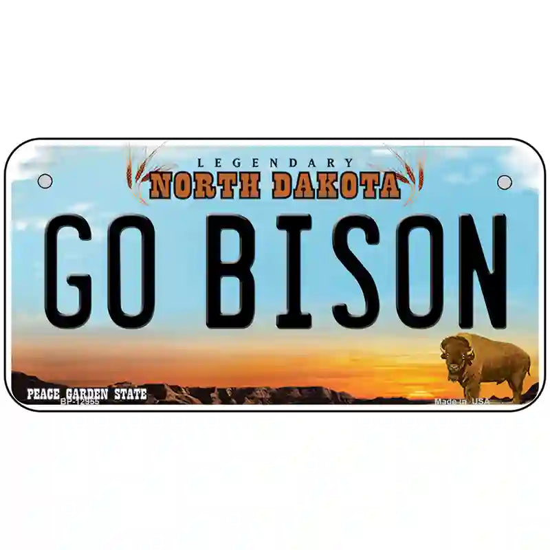 Go Bison Novelty Metal License Plate 6" x 3" (BP)