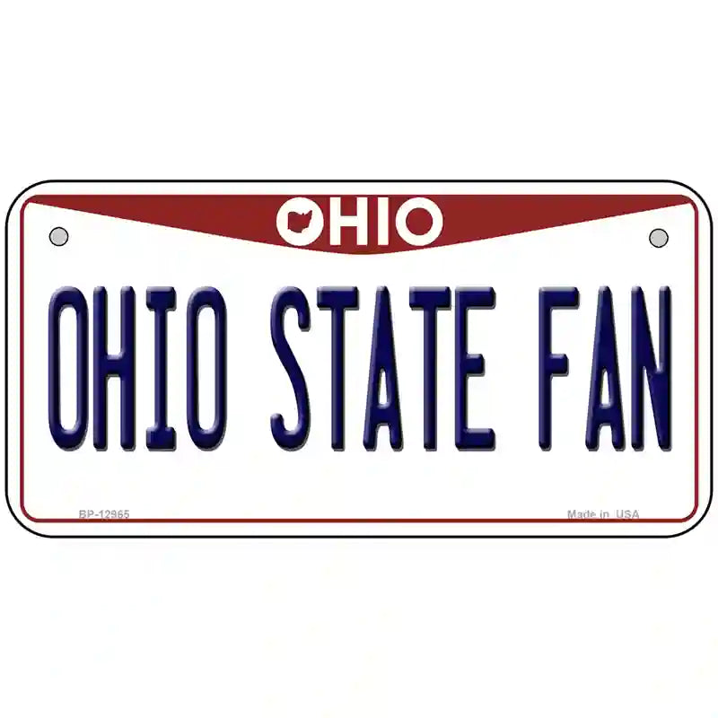 Ohio State Fan Novelty Metal License Plate 6" x 3" (BP)