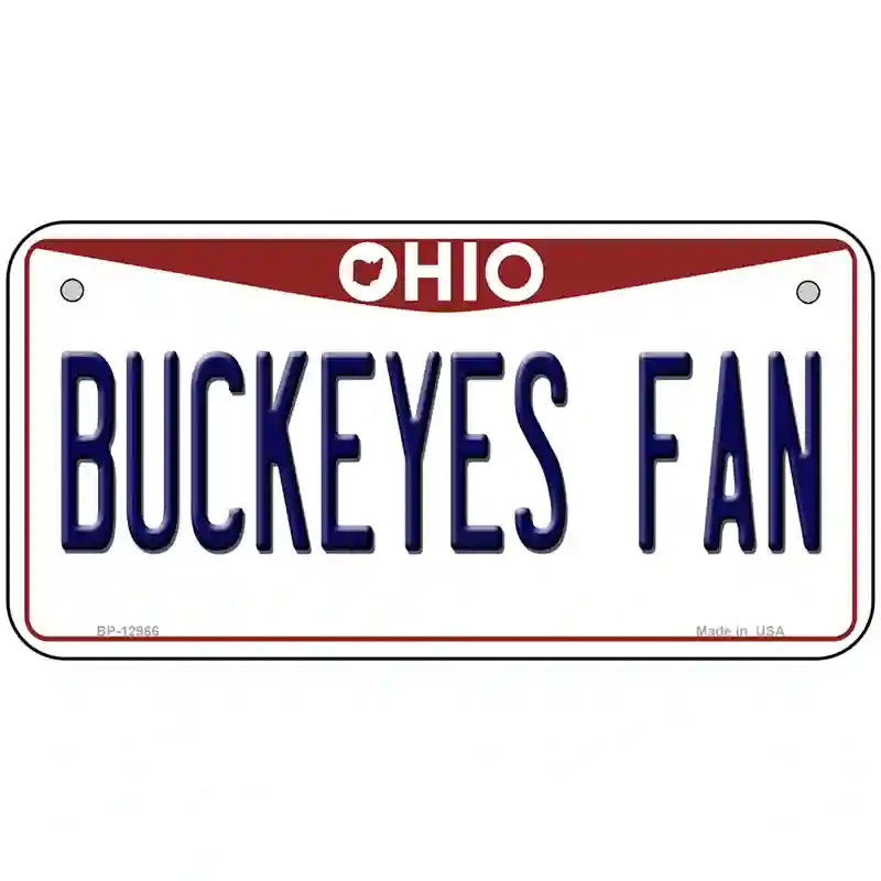 Buckeyes Fan Novelty Metal License Plate 6" x 3" (BP)